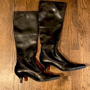 Franco Sarto tall pull on black leather boots. Size 7.5